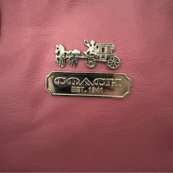 Coach Rose Pink Leather Shoulder Bag Satchel Tote Handbag Authentic OS - Picture 2 of 9